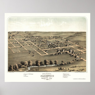 Poster Blairstown, carte panoramique d'IA - 1868