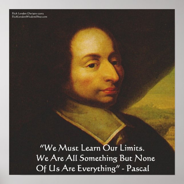 Poster Blaise Pascal "Know Limits" Citation de la sagesse (Devant)