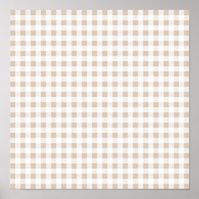 Poster Blanc beige En vichy Motif (Devant)