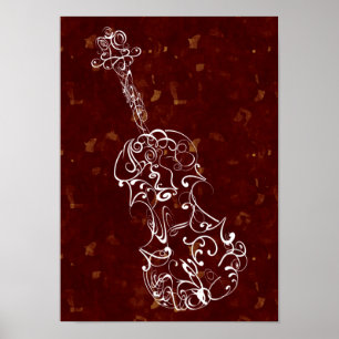 Poster Blanc de gribouillage de violon sur de grandes