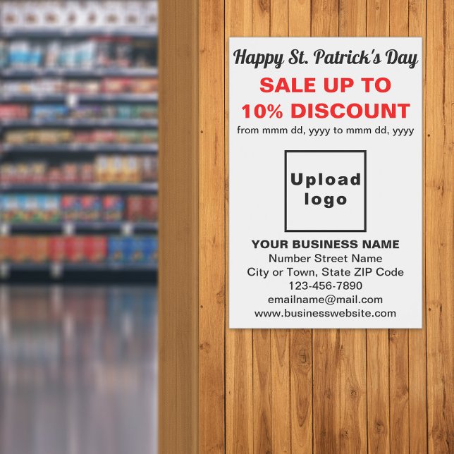 Poster blanc de vente d'affaires de la journée St. (White St. Patrick's Day business sale poster)