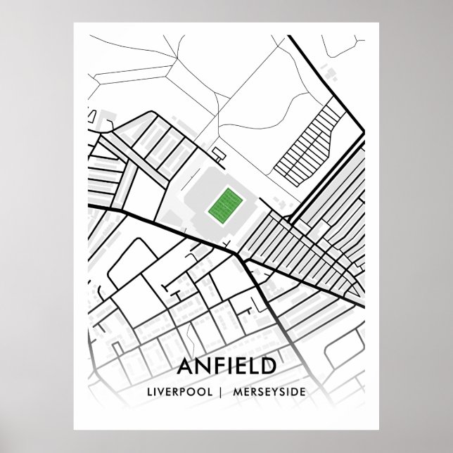 Poster blanc du stade Anfield - Accueil de Liverpo (Devant)
