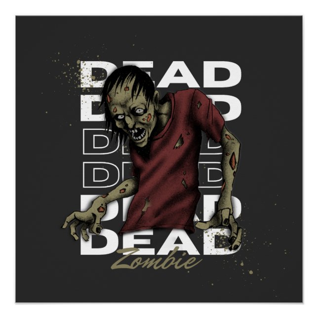 Poster blanc et Brown Zombie mort brillant (Devant)