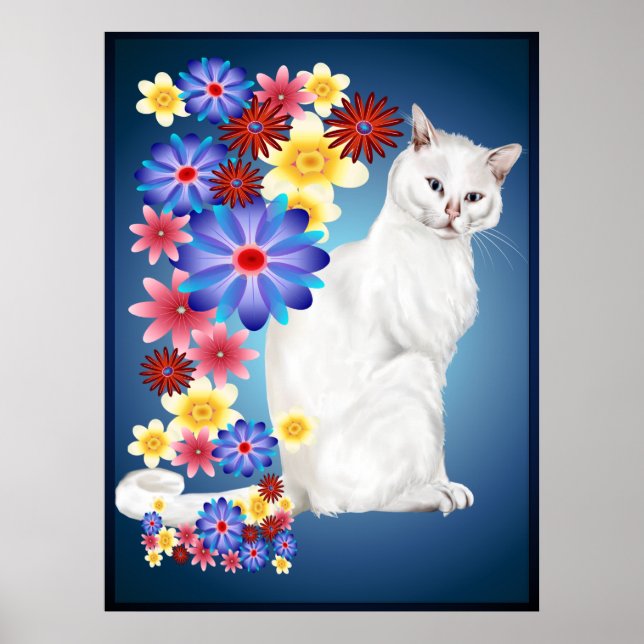 Poster blanc Garden Kitty (Devant)