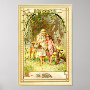 Poster Blanche-neige et Rose-rouge