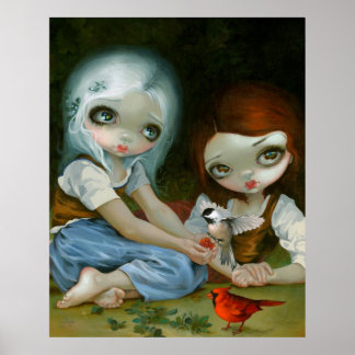 Poster Blanche neige et Rose Rouge imprimé Jasmine Becket