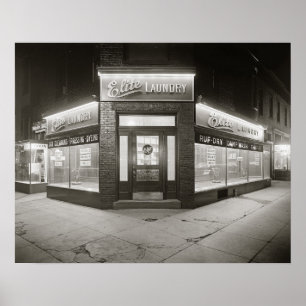 Poster Blanchisserie Elite, 1928. Photo ancienne