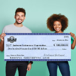 Poster Blank Check for Sweepstakes & Awards BLUE ART DECO<br><div class="desc">(CHECK ACCOUNT NUMBERS ARE FALSE)  1) Upload your logo (USE A .PNG FILE). 2) Fill in all of the text information. 3) Choose a poster size and stock.</div>