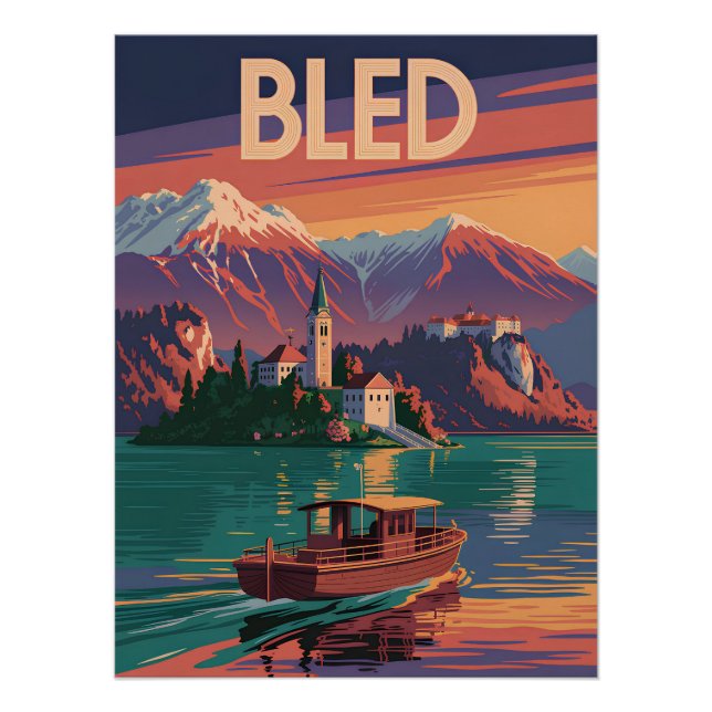 Poster Bled Slovenia vintage (Devant)