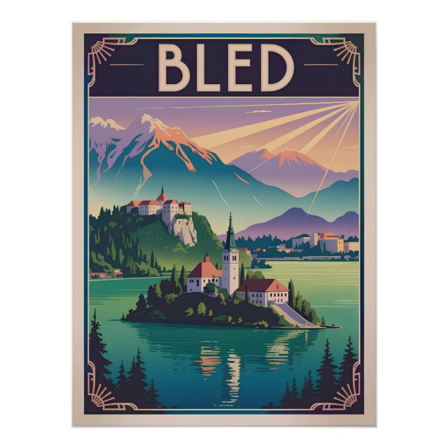 Poster Bled Slovenia vintage (Devant)