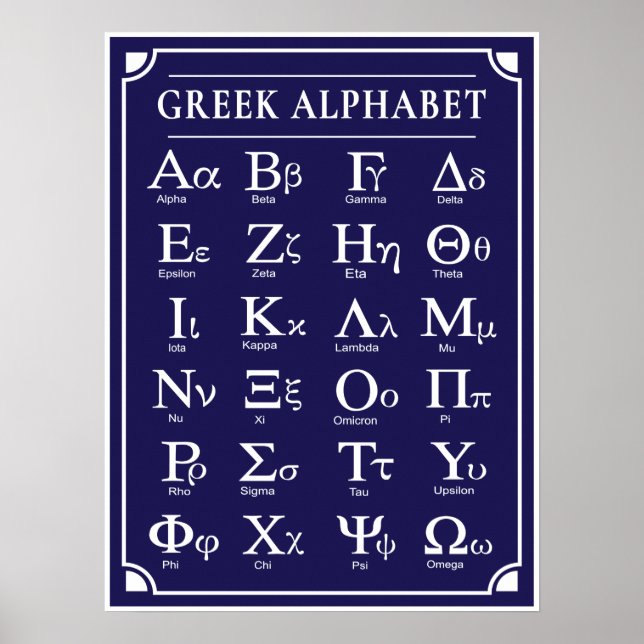 Poster bleu alphabet grec (Devant)