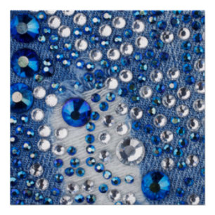 Poster Bleu & Blanc Diamants Bleu Jean Motif Design