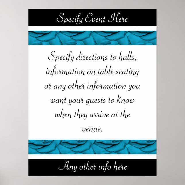 Poster Bleu blanc noir mariage à fleurs (Devant)