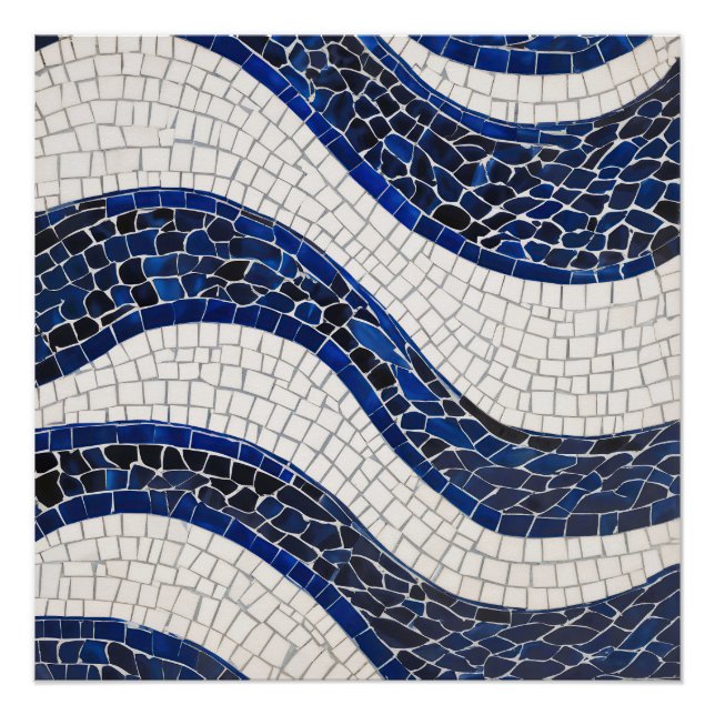 Poster Bleu blanc Vague Motif 04 (Devant)