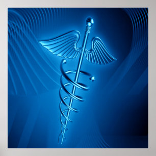 Poster bleu Caduceus