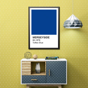Poster Bleu de café Merseyside - Bordure blanche