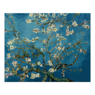 Poster Bleu floral vintage de fleurs d'amande de Van Gogh