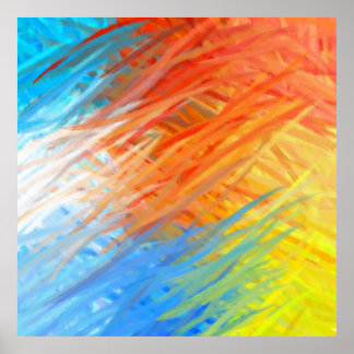 Poster Bleu Jaune Orange peinture Abstraite 2