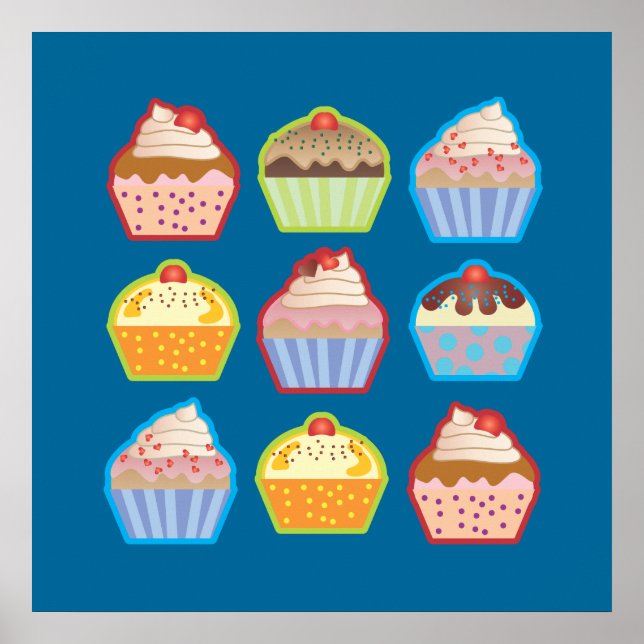 Poster bleu Lotsa Cupcakes (Devant)