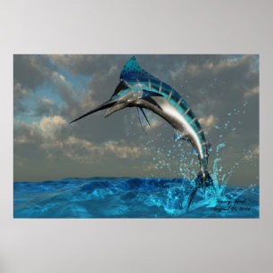 Poster Bleu Marlin Splash Print