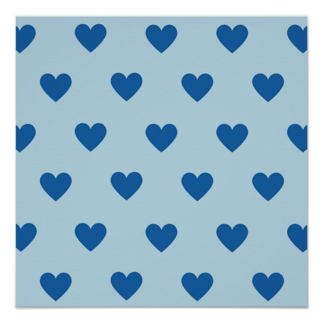 Poster Bleu mignon simple Motif de coeur (Devant)