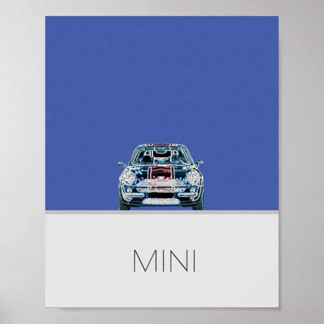 Poster bleu Mini Cooper (Devant)