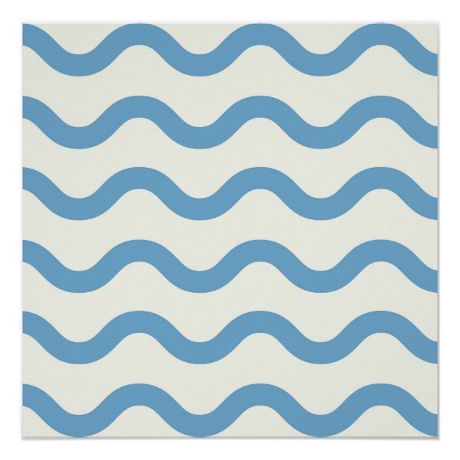 Poster Bleu Nautique Super Wavy Stripe moderne minimalist (Devant)