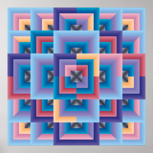 Poster Bleu rose Abstrait