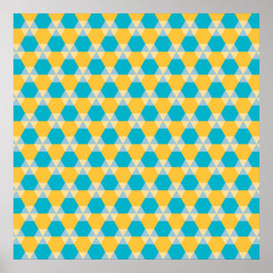 Poster bleu Scuba et jaune Triangle Hex