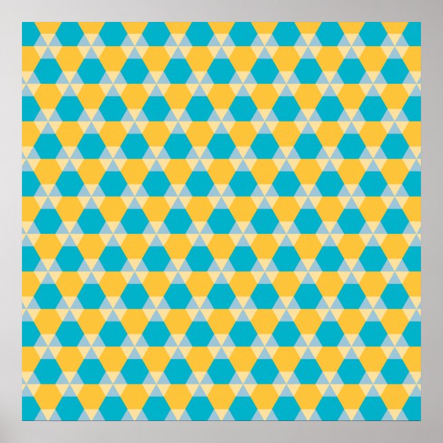 Poster bleu Scuba et jaune Triangle Hex (Devant)