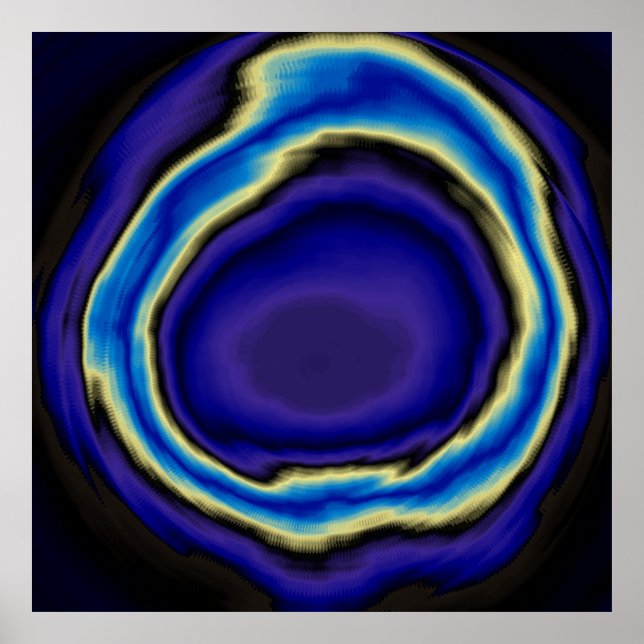 Poster Bleu spirale abstraite peinture acrylique (Devant)