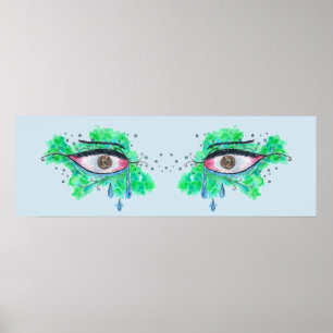 Poster bleu turquoise des yeux de cireur Imprimer