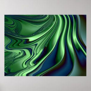 Poster Bleu Vert 4 Fractal Art Abstrait