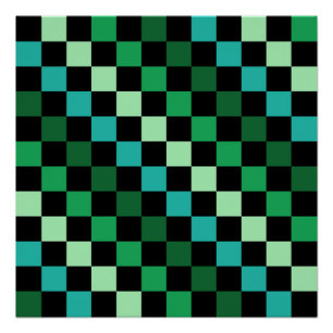 Poster Bleu vert À damiers En vichy Motif
