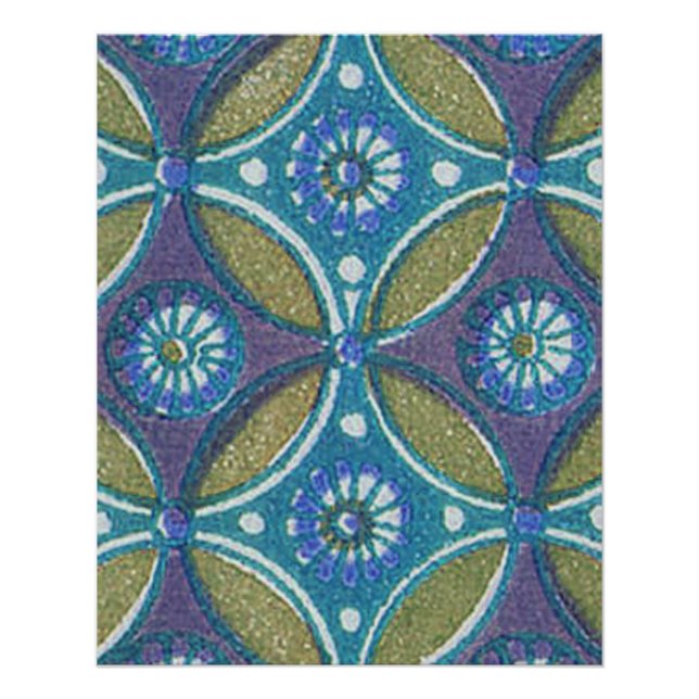 Poster Bleu vert Rustique Boho Motif circulaire géométriq (Devant)
