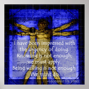 Poster bleu vitruvien de Leonardo