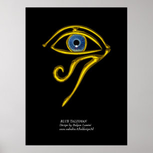 POSTER BLEUE TALISMAN / OEIL OR HORUS
