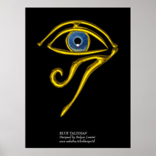 POSTER BLEUE TALISMAN / OEIL OR HORUS