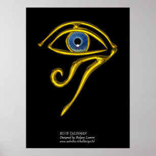 POSTER BLEUE TALISMAN / OEIL OR HORUS