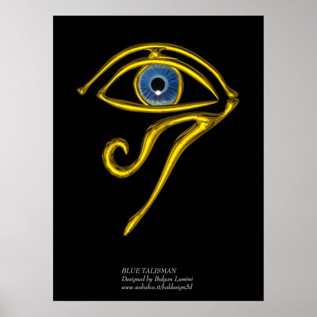POSTER BLEUE TALISMAN / OEIL OR HORUS (Devant)