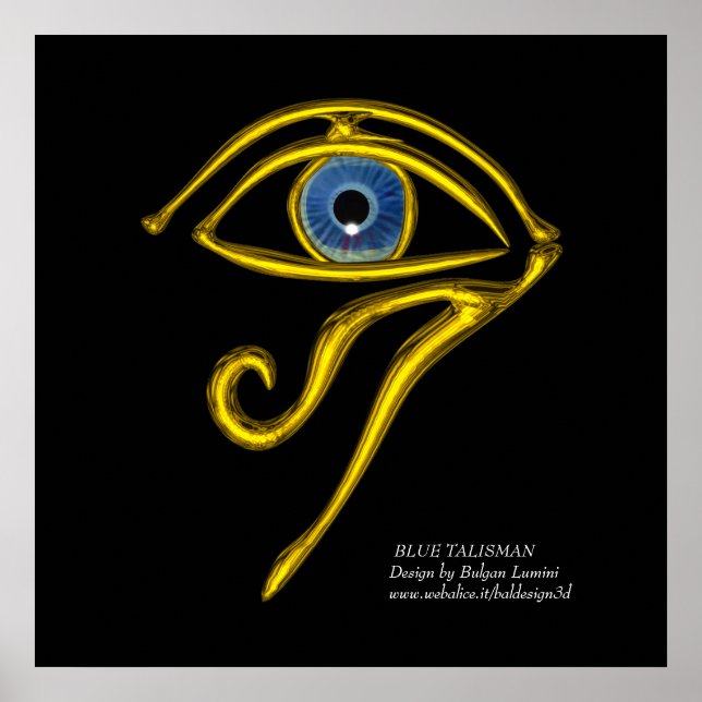 POSTER BLEUE TALISMAN / OEIL OR HORUS (Devant)
