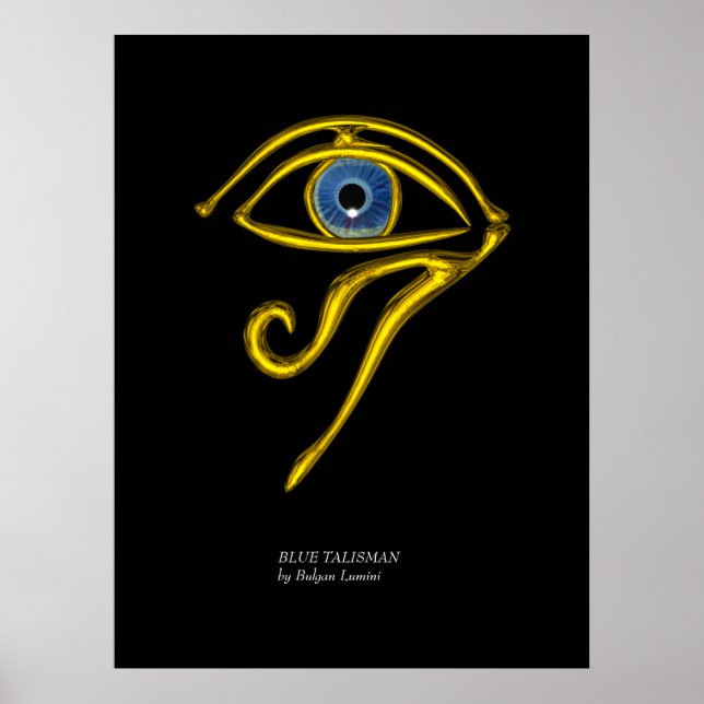 POSTER BLEUE TALISMAN / OEIL OR HORUS (Devant)