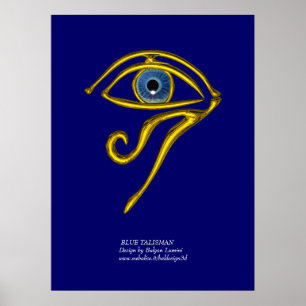 POSTER BLEUE TALISMAN / OEIL OR HORUS