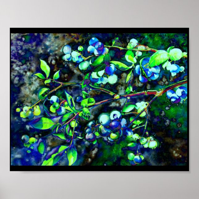 Poster Bleuets - teinte verte (Devant)