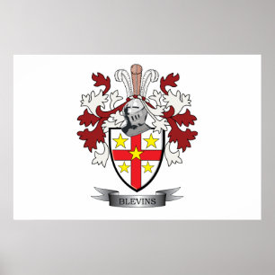 Poster Blevins Family Crest Coat of Arms