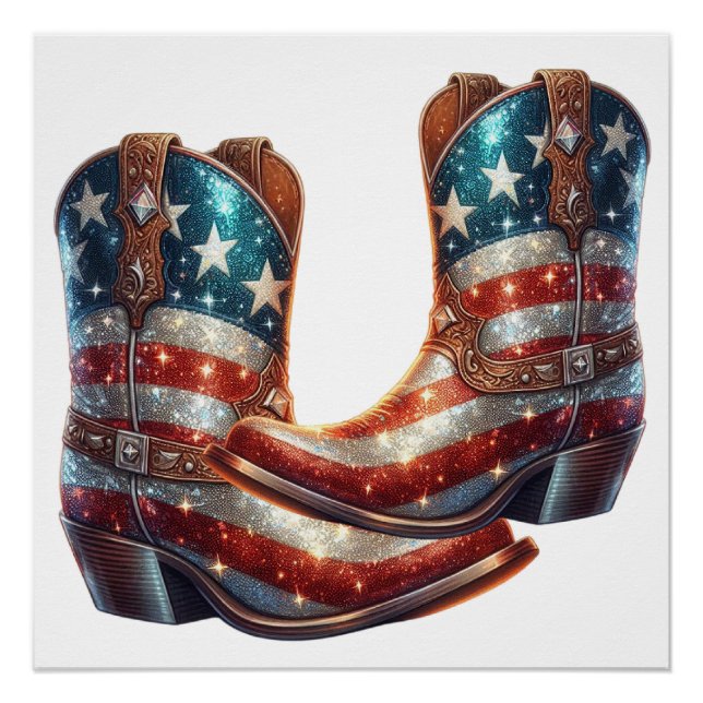 Poster Bling American Flag Boot (Devant)