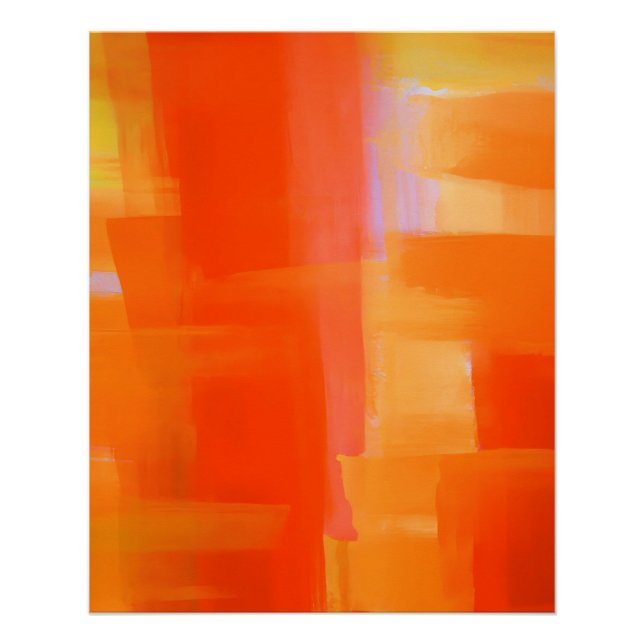Poster Blocs Abstraits Orange et Or Radieux (Devant)
