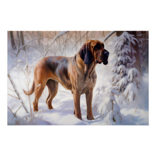 Poster Bloodhound Laissez tomber la neige de Noël