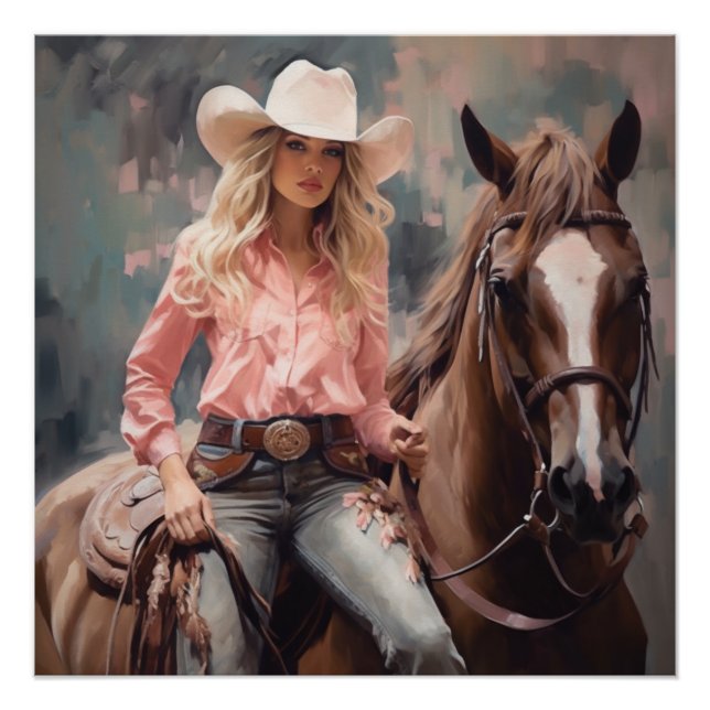 Poster Blooms et Bridles : Cowgirl Wall Art (Devant)