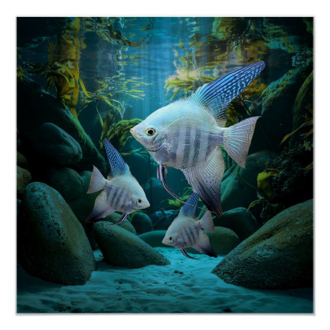Poster Blue Angelfish Aquarium sous-marin Fish Tank Lover (Devant)